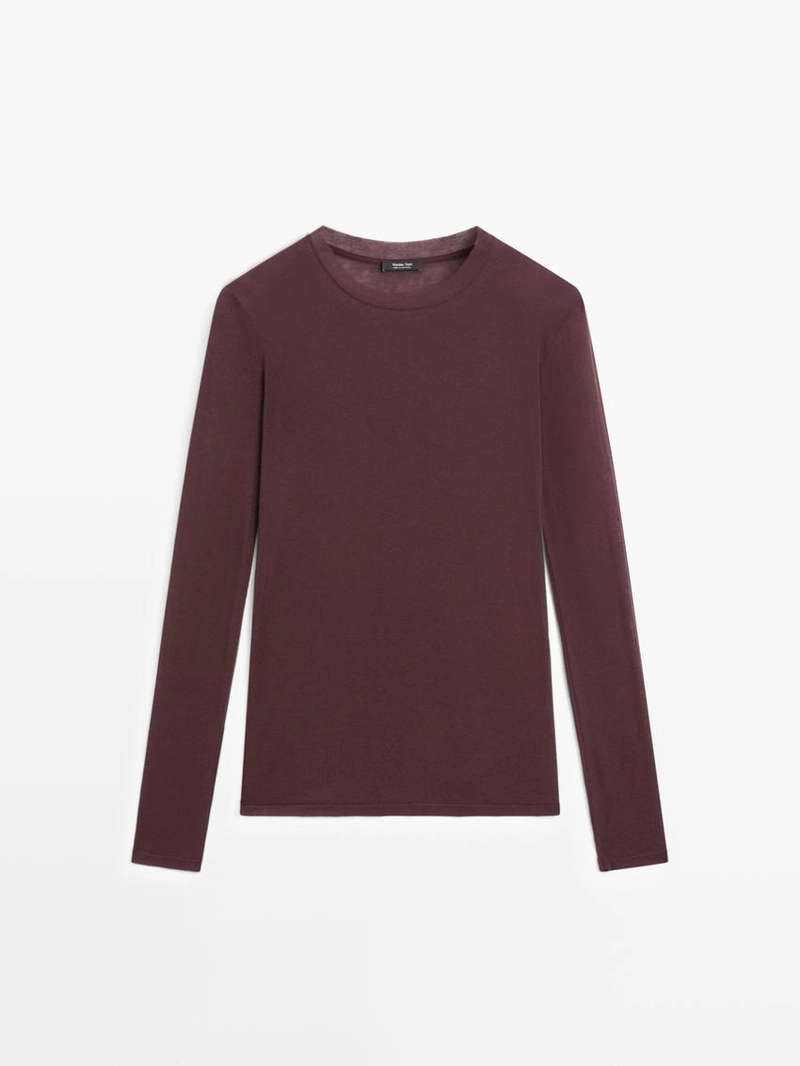 Футболка из 100% хлопка полупрозрачная с деталями воротника