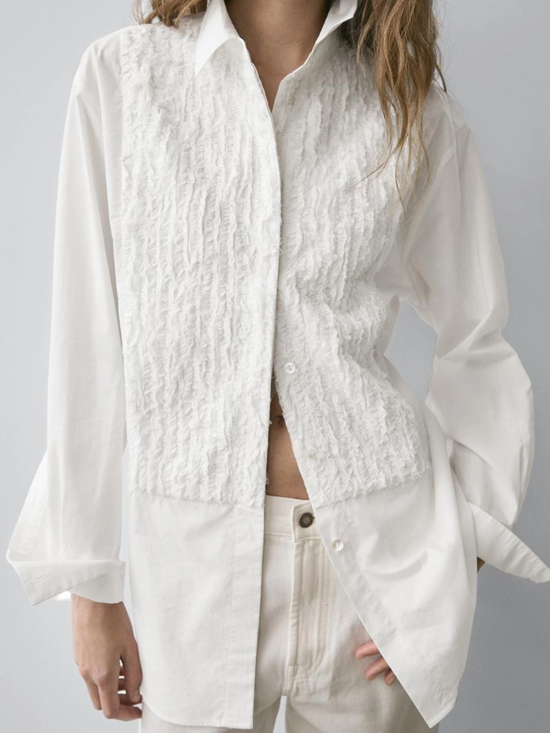 Рубашка с застежкой на пуговицы и аппликацией