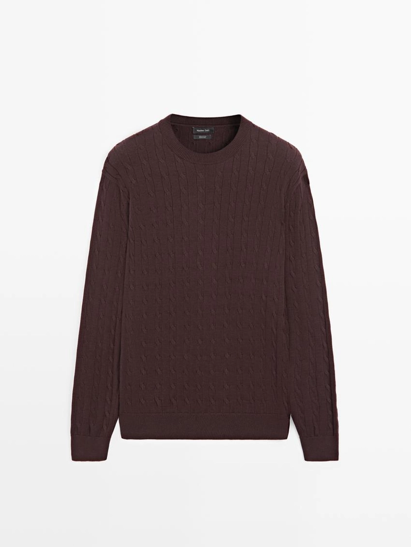 Свитер из хлопкового кабельного вязания