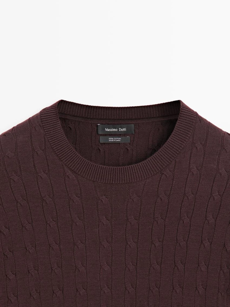 Свитер из хлопкового кабельного вязания