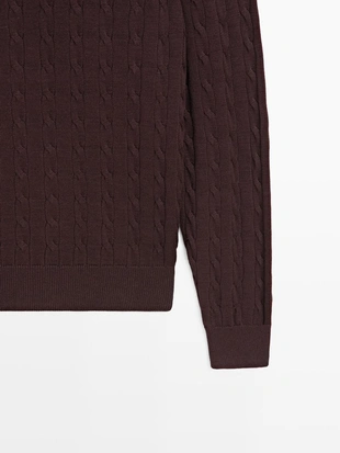 Свитер из хлопкового кабельного вязания- Заказать в России