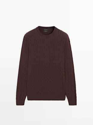 Свитер из хлопкового кабельного вязания- Заказать в России