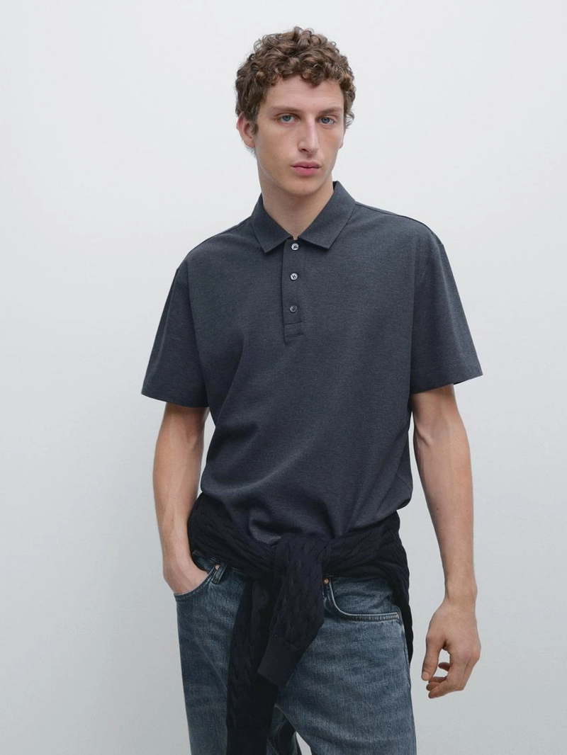 Поло из хлопка с коротким рукавом