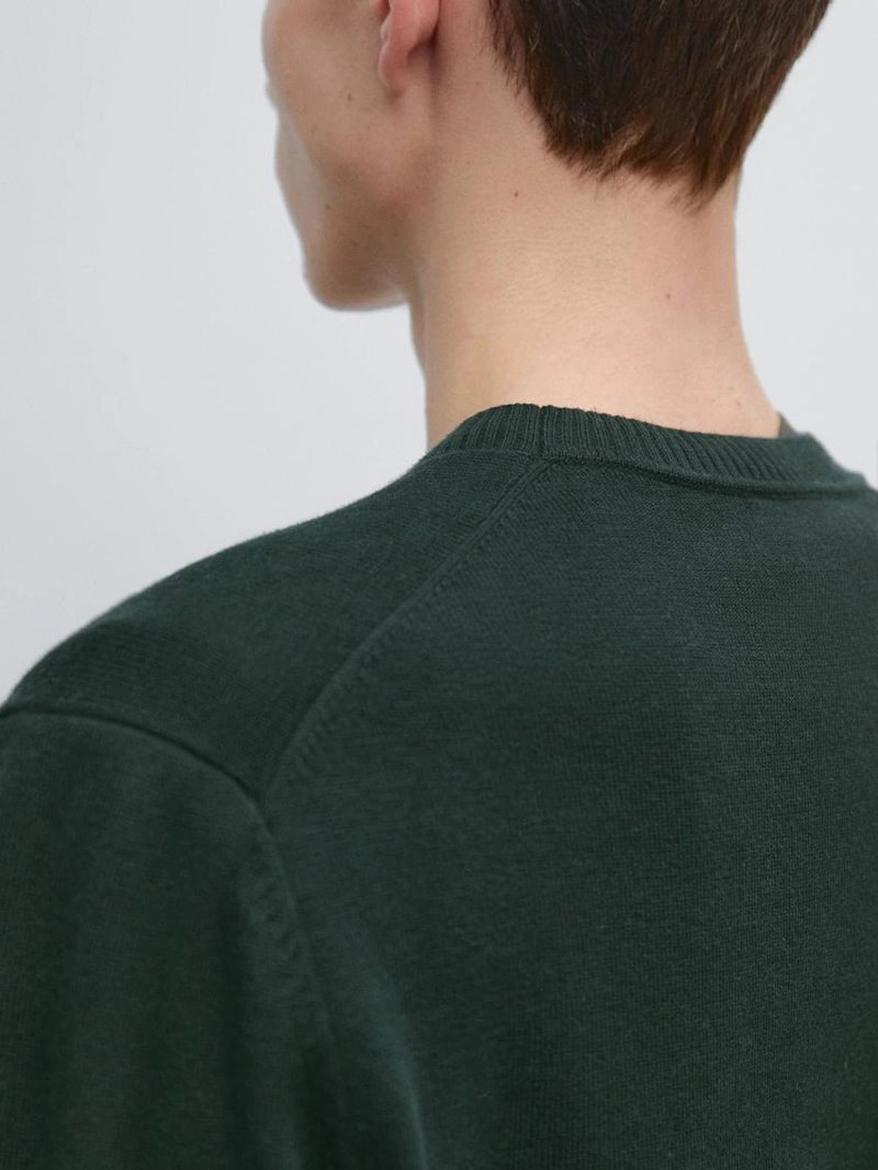 Свитер из хлопка и шерсти с круглым вырезом