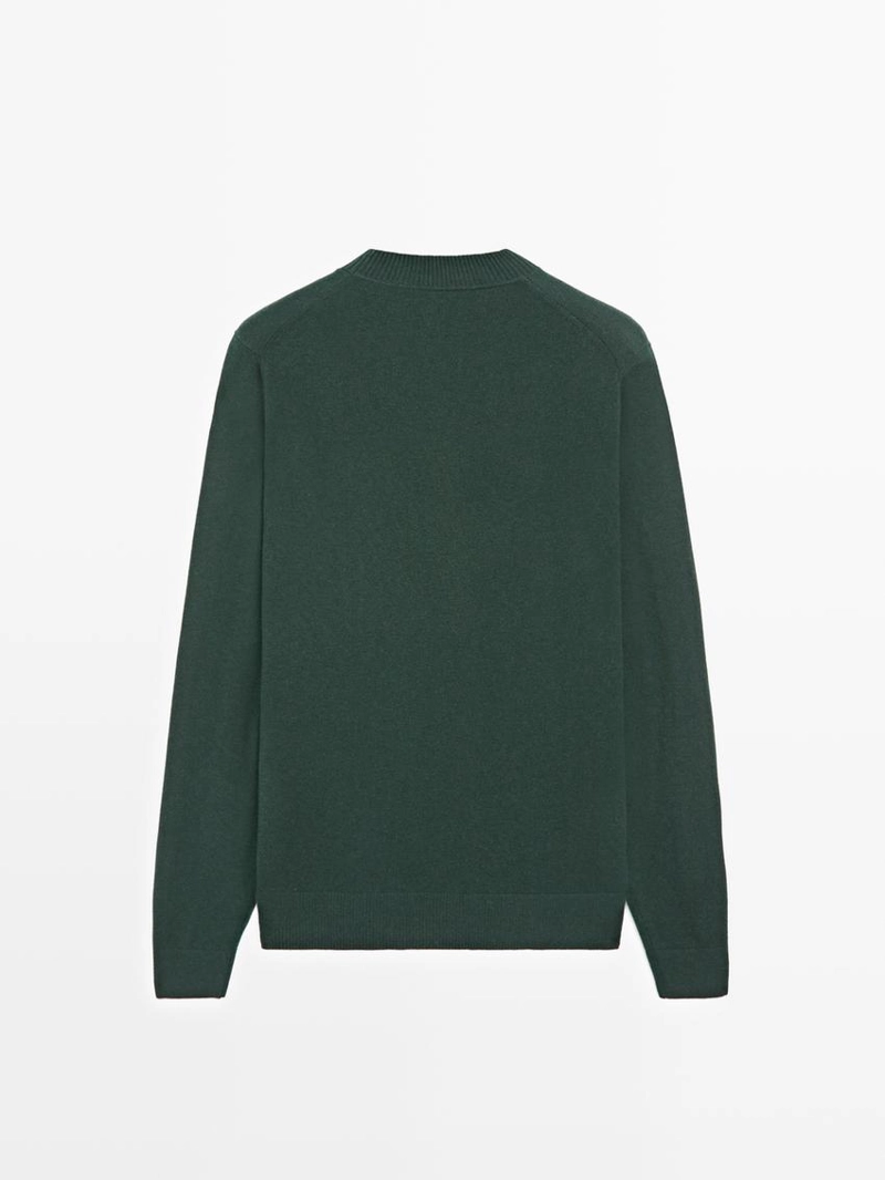 Свитер из хлопка и шерсти с круглым вырезом