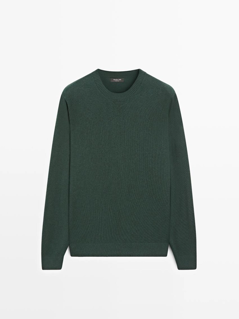 Свитер из хлопка и шерсти с круглым вырезом