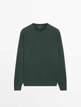 Свитер из хлопка и шерсти с круглым вырезом- Заказать в России