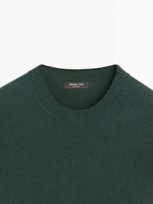 Свитер из хлопка и шерсти с круглым вырезом- Заказать в России