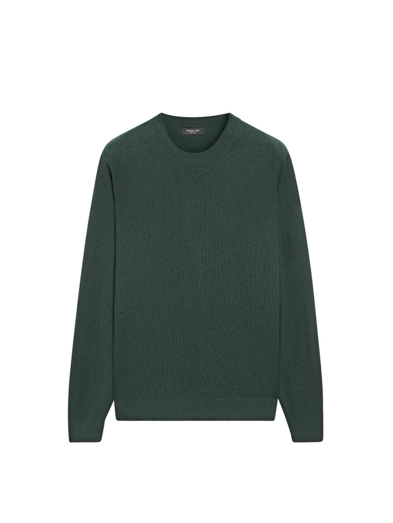 Свитер из хлопка и шерсти с круглым вырезом