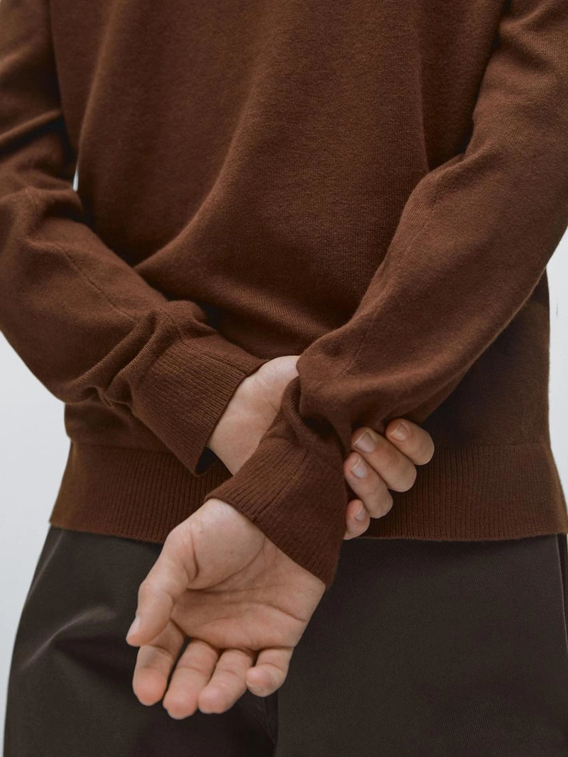 Трикотажный свитер из хлопка и шерсти с круглым вырезом