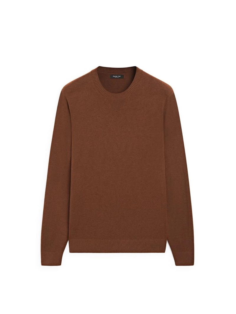 Трикотажный свитер из хлопка и шерсти с круглым вырезом