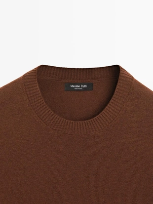 Трикотажный свитер из хлопка и шерсти с круглым вырезом- Заказать в России