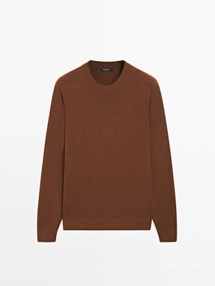 Трикотажный свитер из хлопка и шерсти с круглым вырезом- Заказать в России