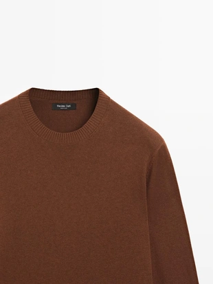 Трикотажный свитер из хлопка и шерсти с круглым вырезом- Заказать в России