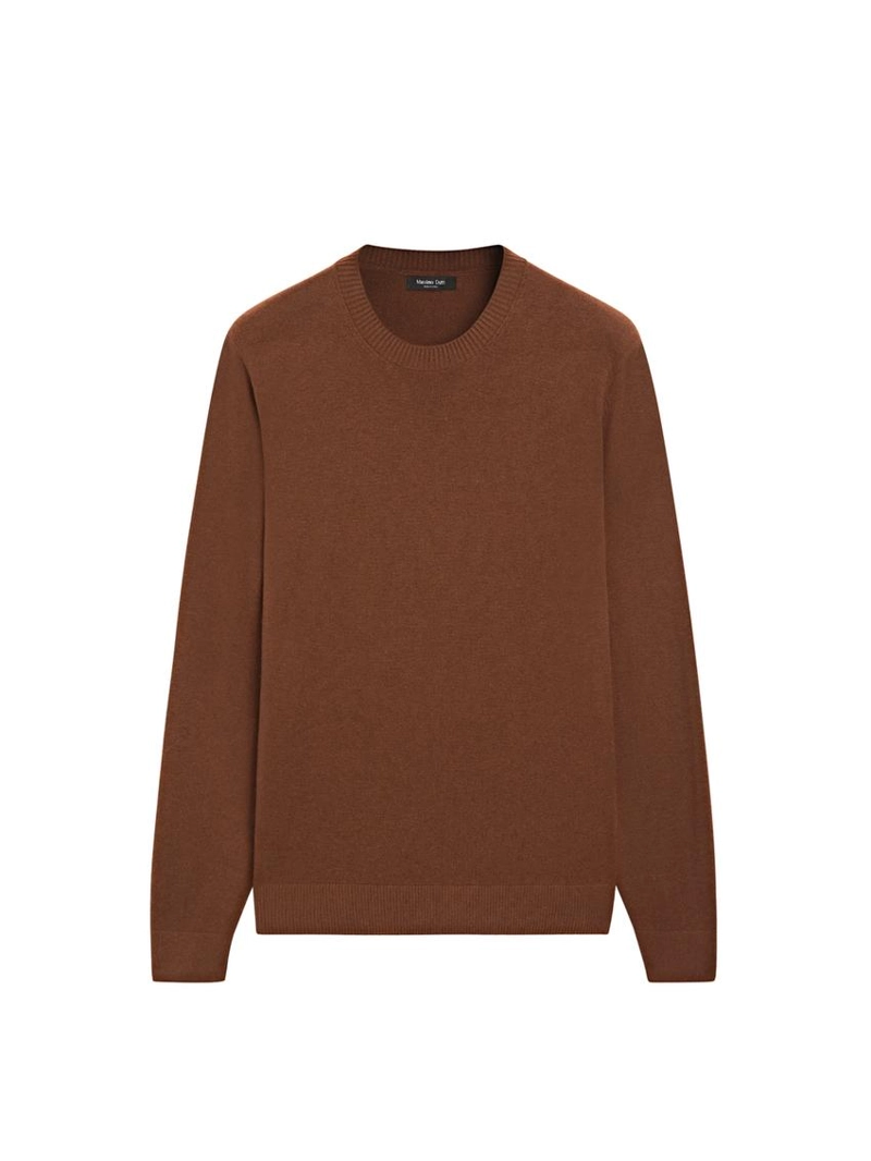 Трикотажный свитер из хлопка и шерсти с круглым вырезом