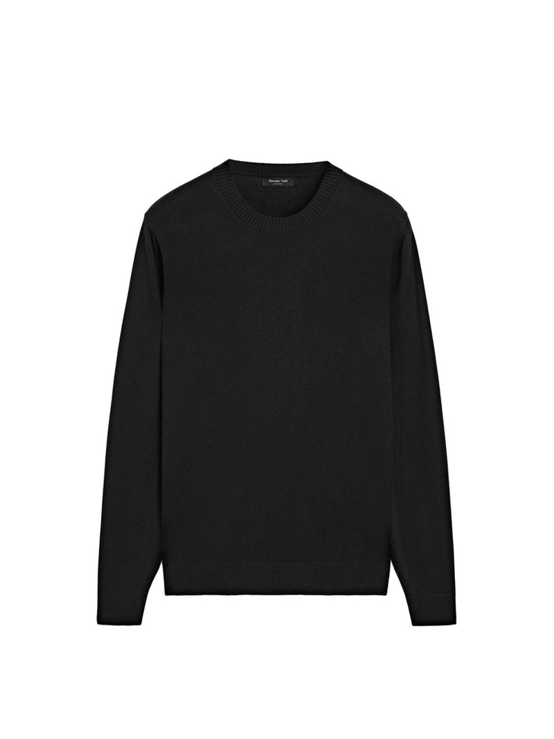 Джемпер из хлопка и шерсти с круглым вырезом