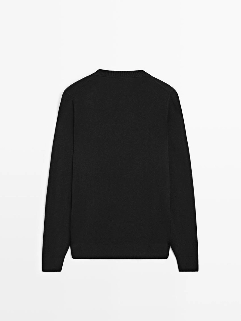 Джемпер из хлопка и шерсти с круглым вырезом