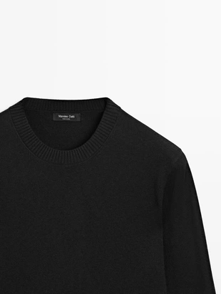 Джемпер из хлопка и шерсти с круглым вырезом- Заказать в России