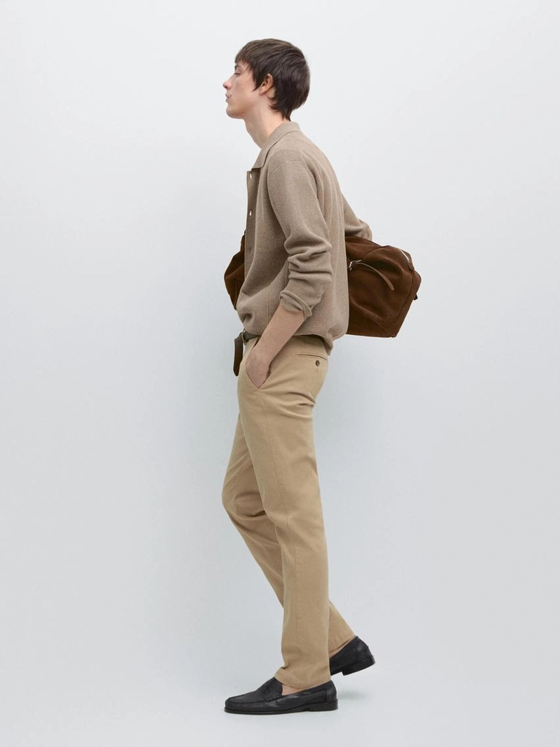 Брюки slim-fit с микротекстурой