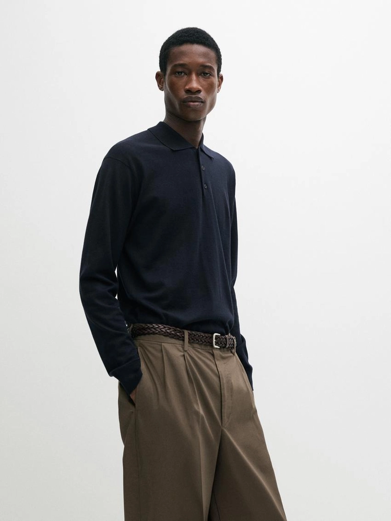 Свитер поло из хлопкового трикотажа