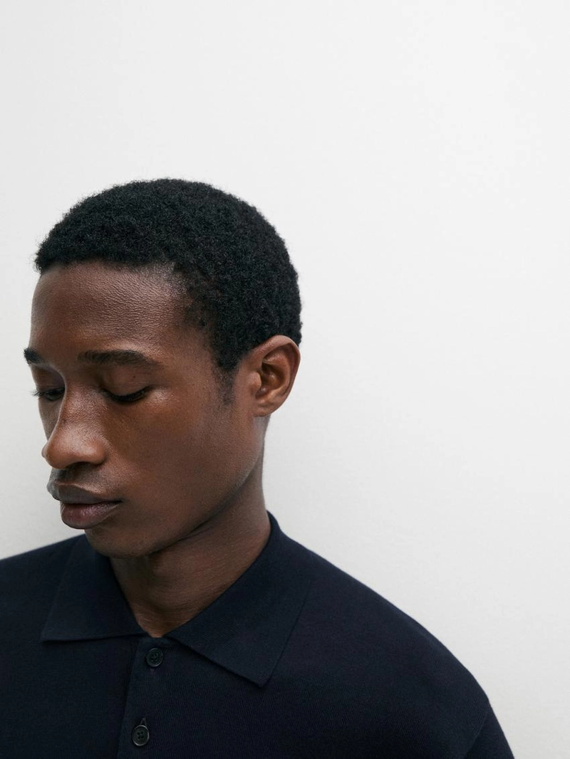 Свитер поло из хлопкового трикотажа