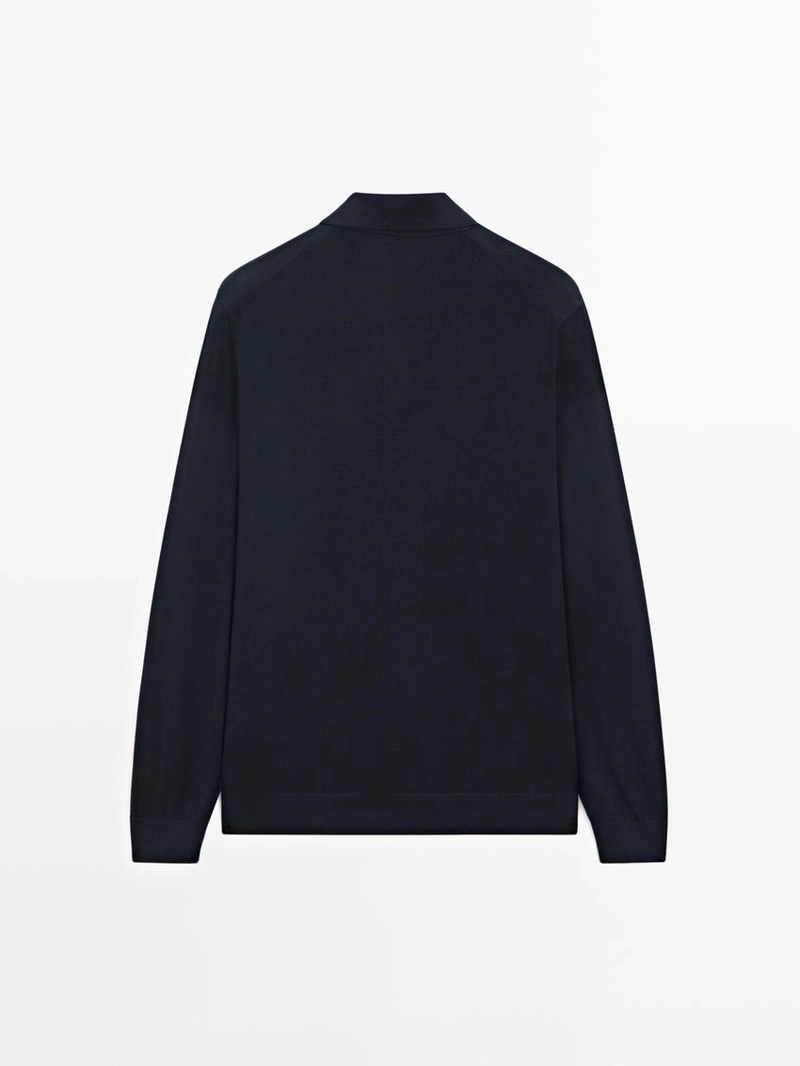 Свитер поло из хлопкового трикотажа