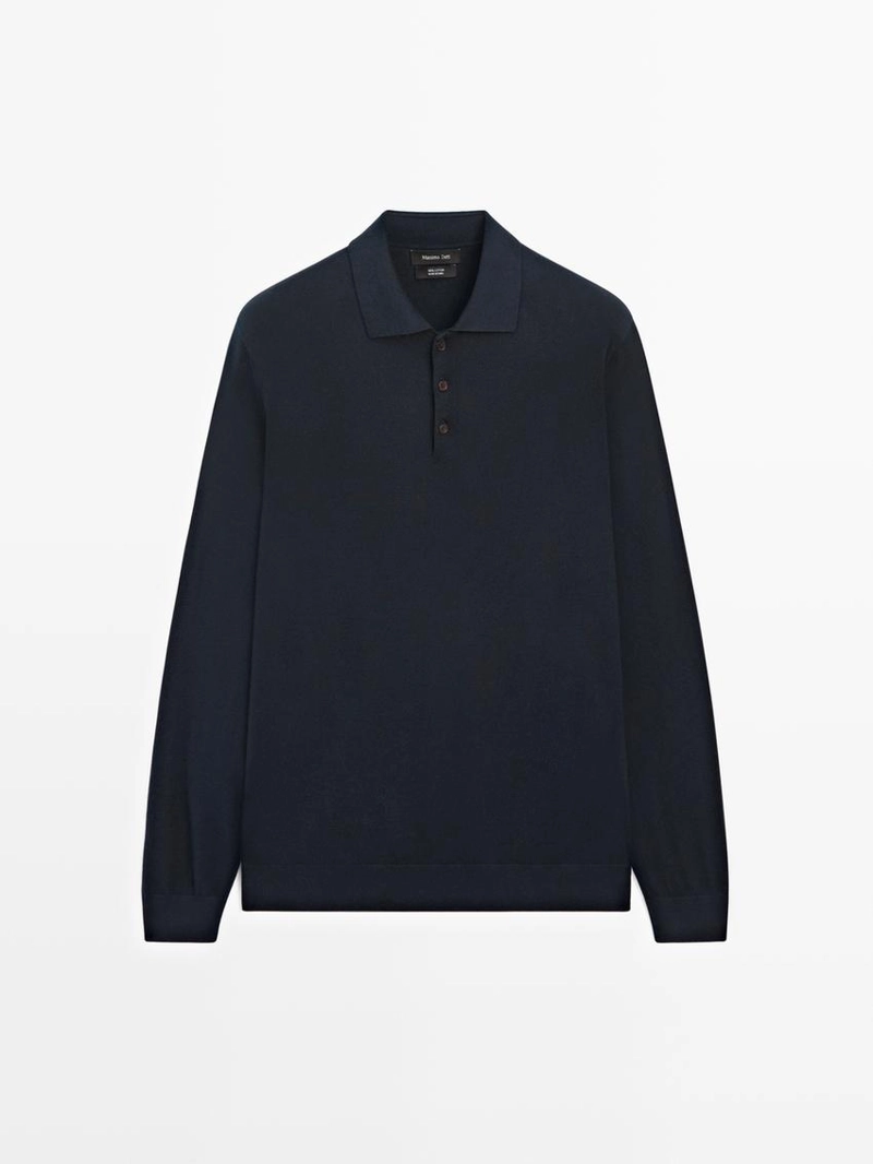 Свитер поло из хлопкового трикотажа