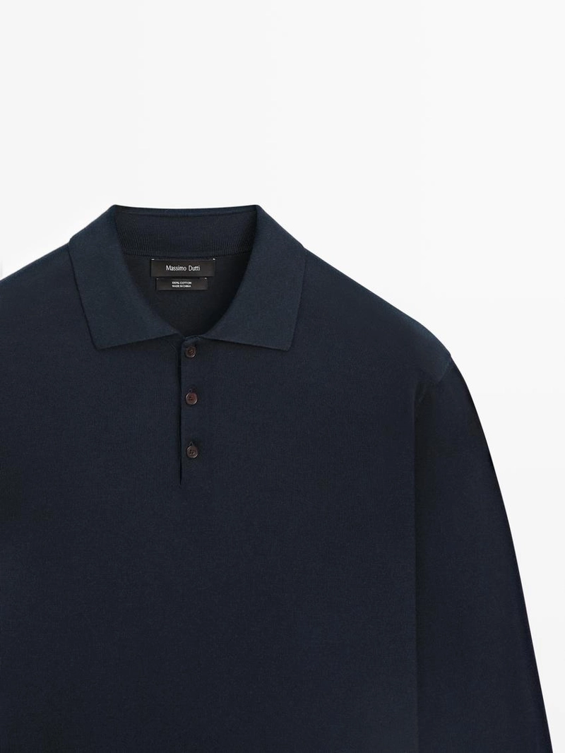 Свитер поло из хлопкового трикотажа