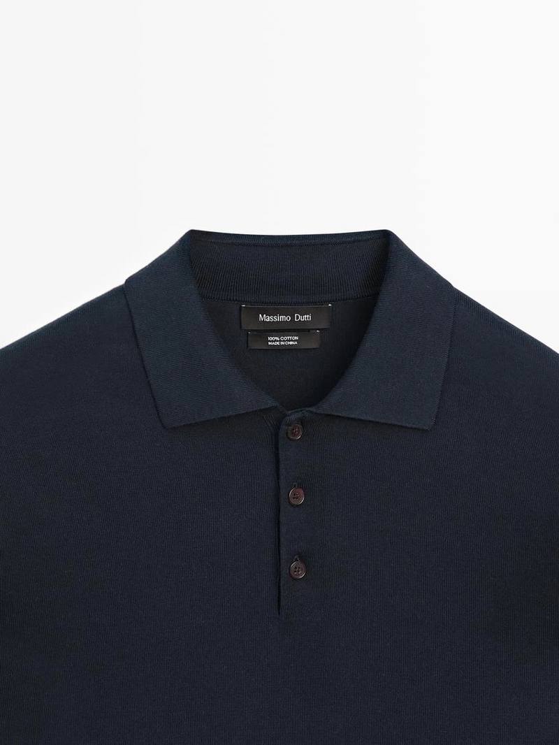 Свитер поло из хлопкового трикотажа