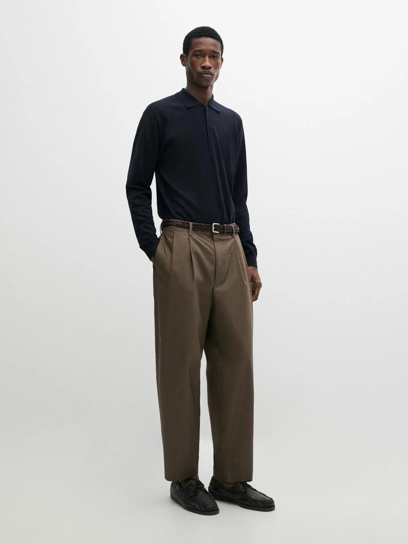 Свитер поло из хлопкового трикотажа