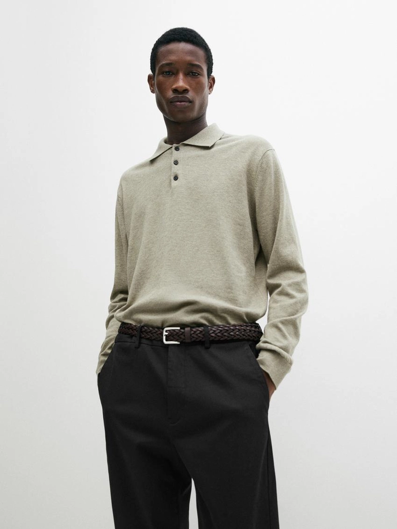 Свитер поло из хлопкового трикотажа