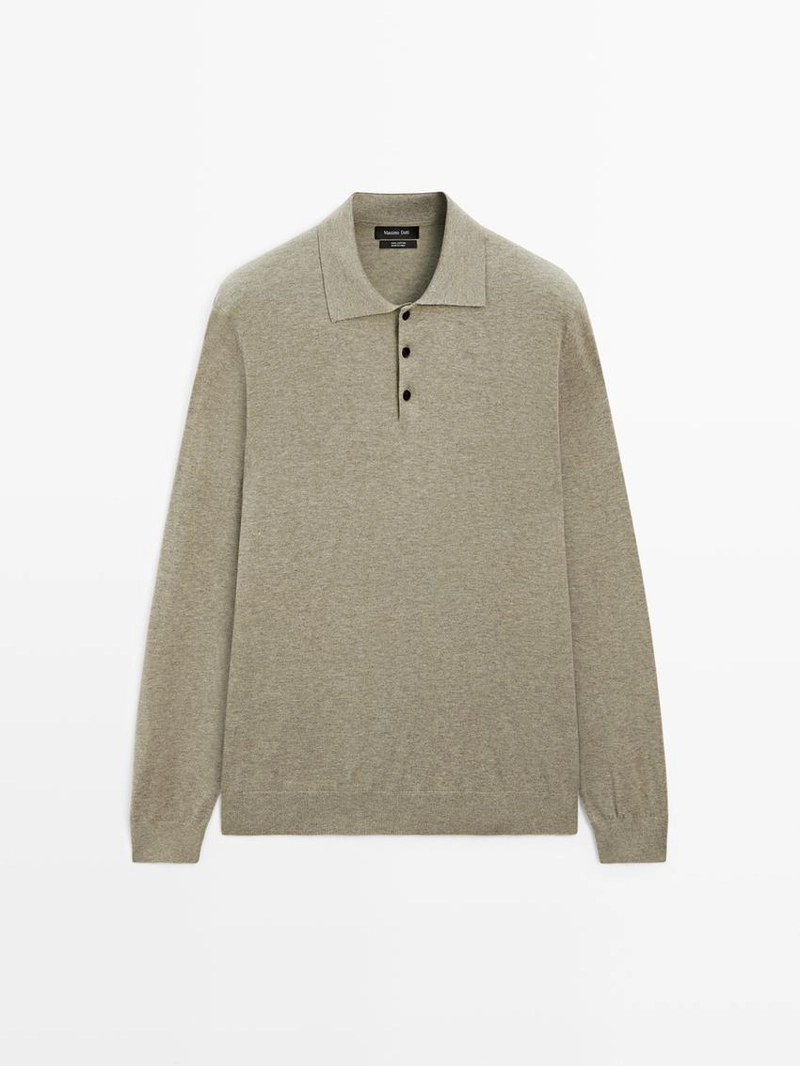 Свитер поло из хлопкового трикотажа