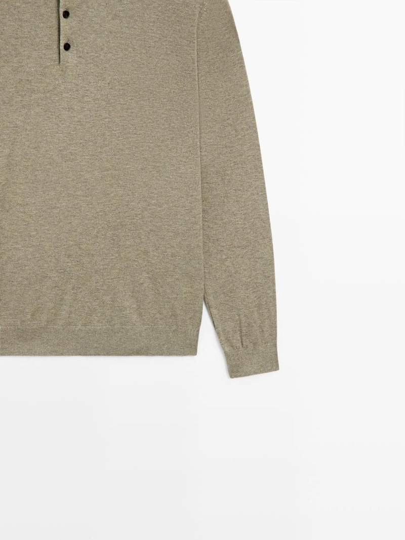 Свитер поло из хлопкового трикотажа