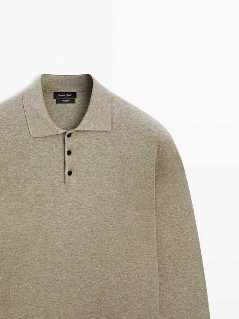 Свитер поло из хлопкового трикотажа