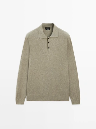 Свитер поло из хлопкового трикотажа- Заказать в России