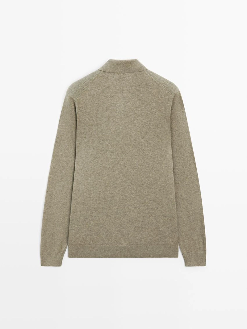 Свитер поло из хлопкового трикотажа