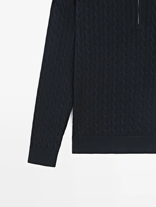 Вязанный свитер с маком и молнией- Заказать в России