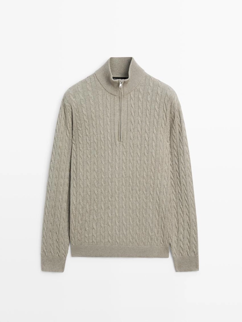 Вязанный свитер с высоким воротником и молнией