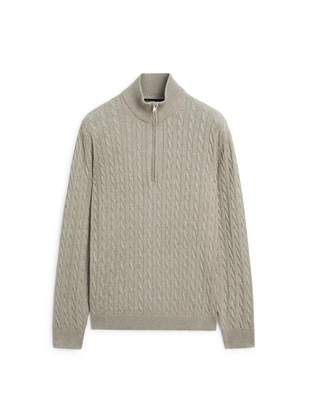 Вязанный свитер с высоким воротником и молнией- Заказать в России