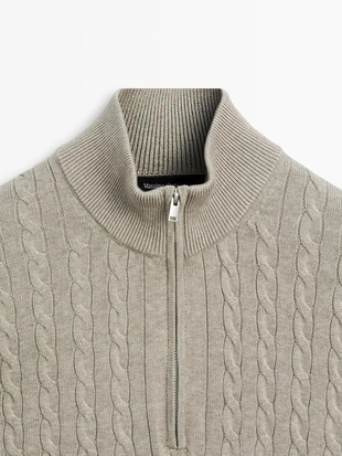 Вязанный свитер с высоким воротником и молнией- Заказать в России