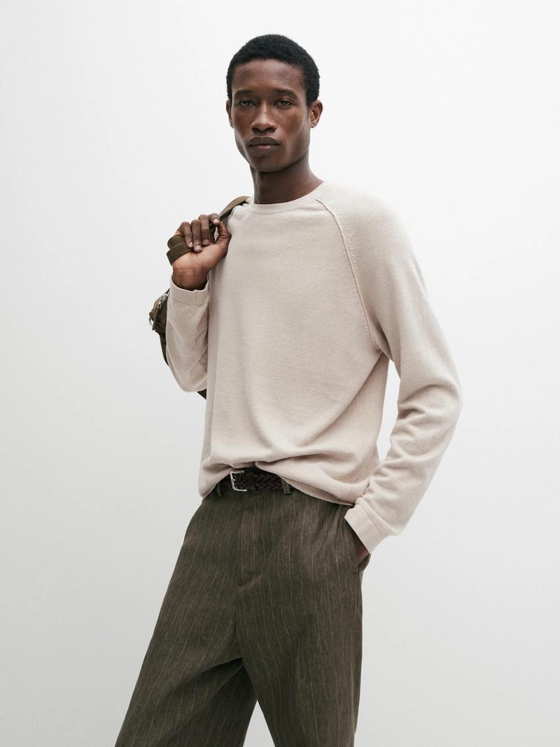 Свитер из льносмесовой вязаной ткани