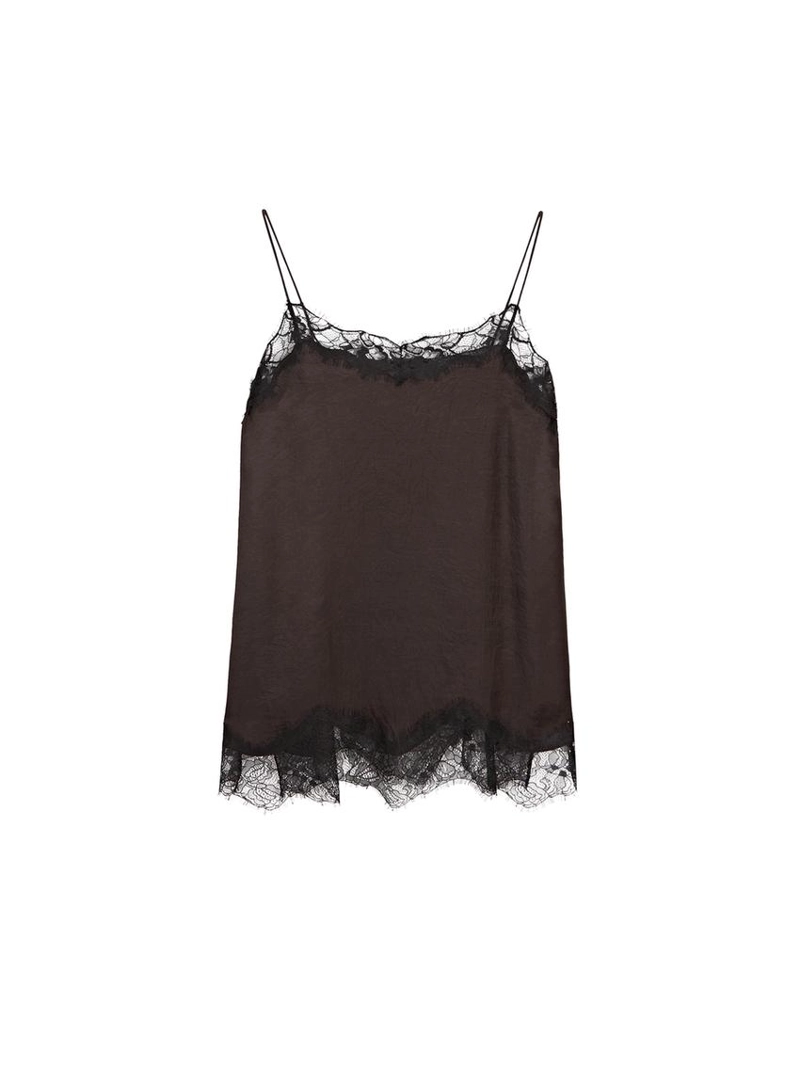 Топ-камисоль с контрастными кружевными деталями
