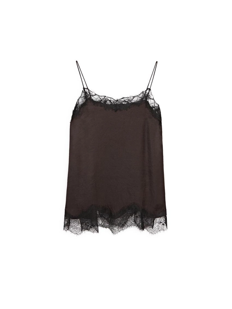 Топ-камисоль с контрастными кружевными деталями