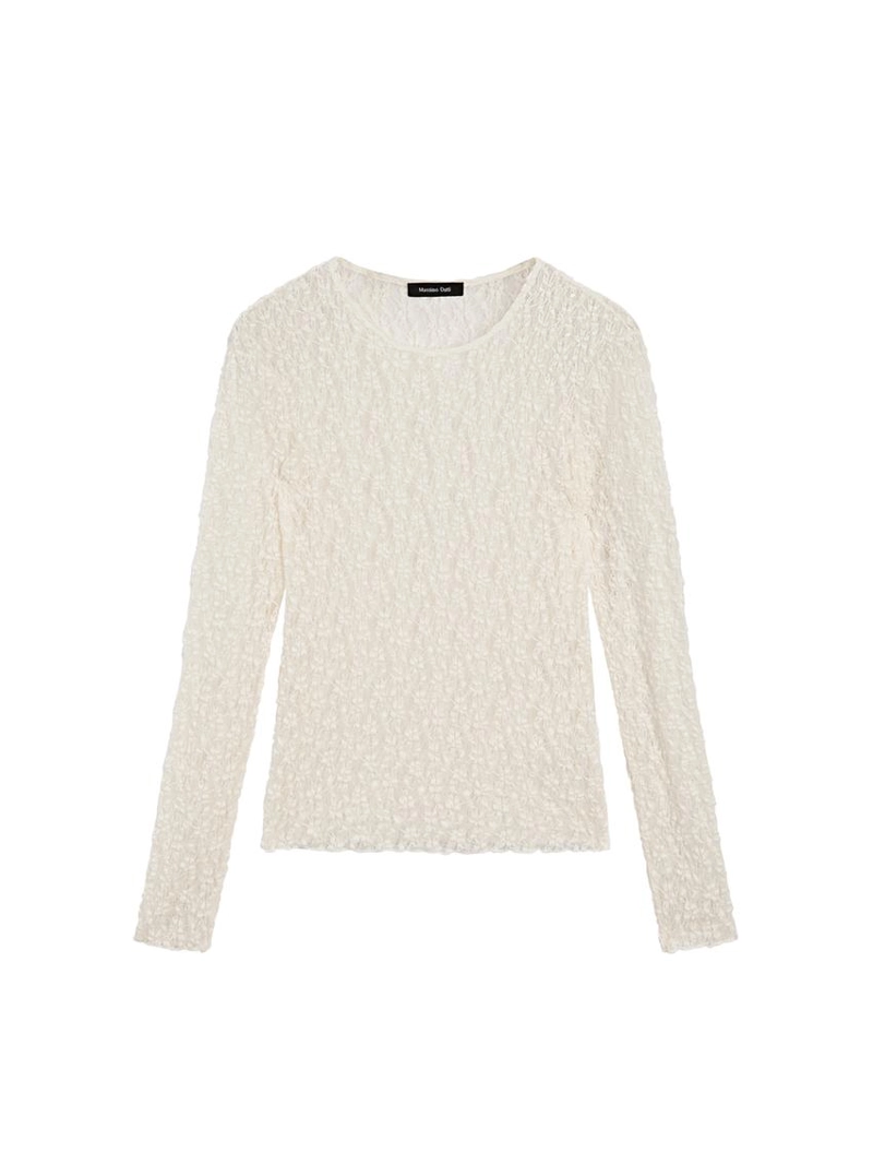 Вязаная кофта с длинными рукавами и кружевом