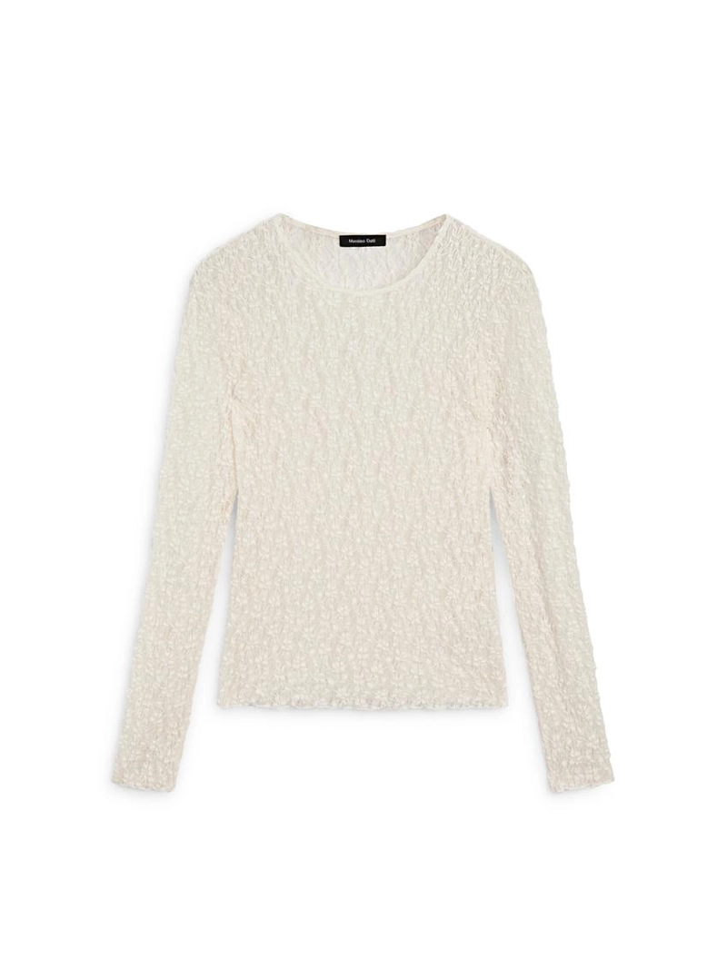 Вязаная кофта с длинными рукавами и кружевом