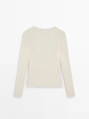 Вязаная кофта с длинными рукавами и кружевом- Заказать в России