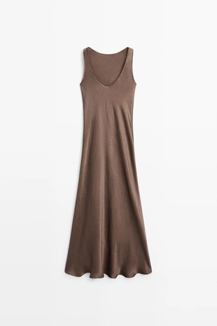 Длинное платье из шелка с лёгкими складками- Заказать в России