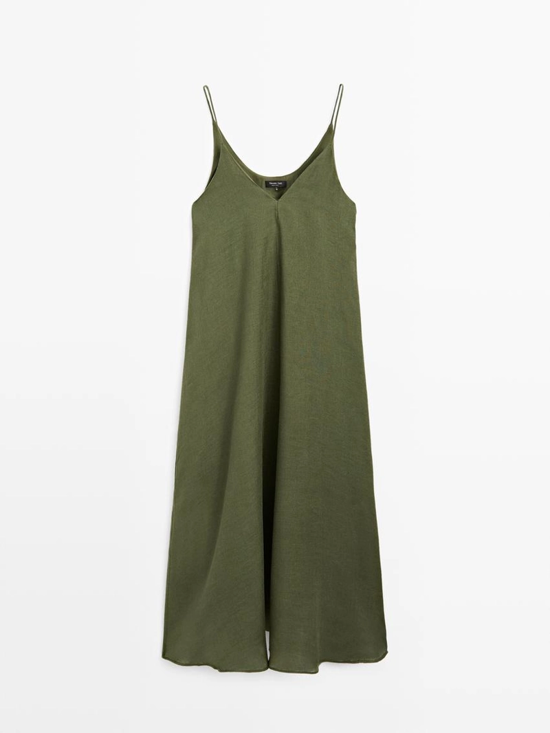 Платье миди с тонкими бретелями