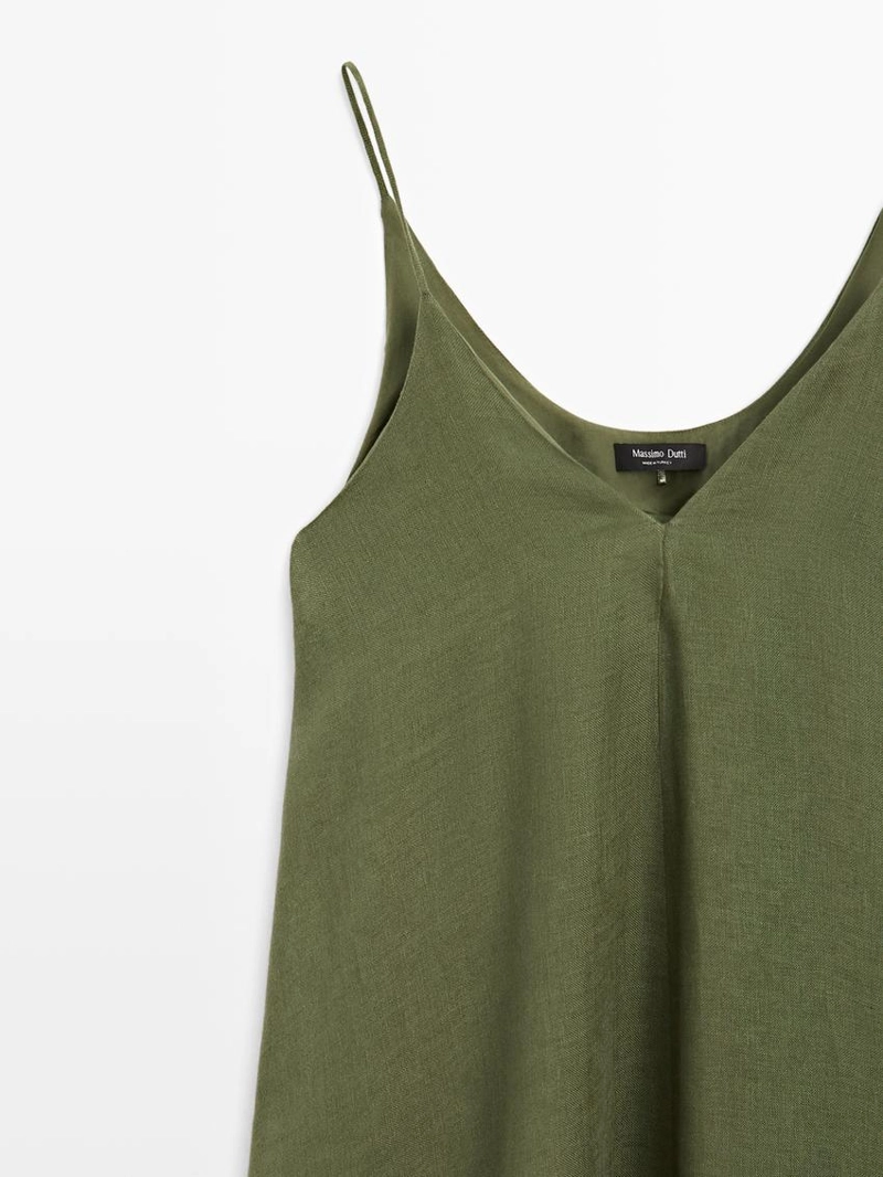 Платье миди с тонкими бретелями