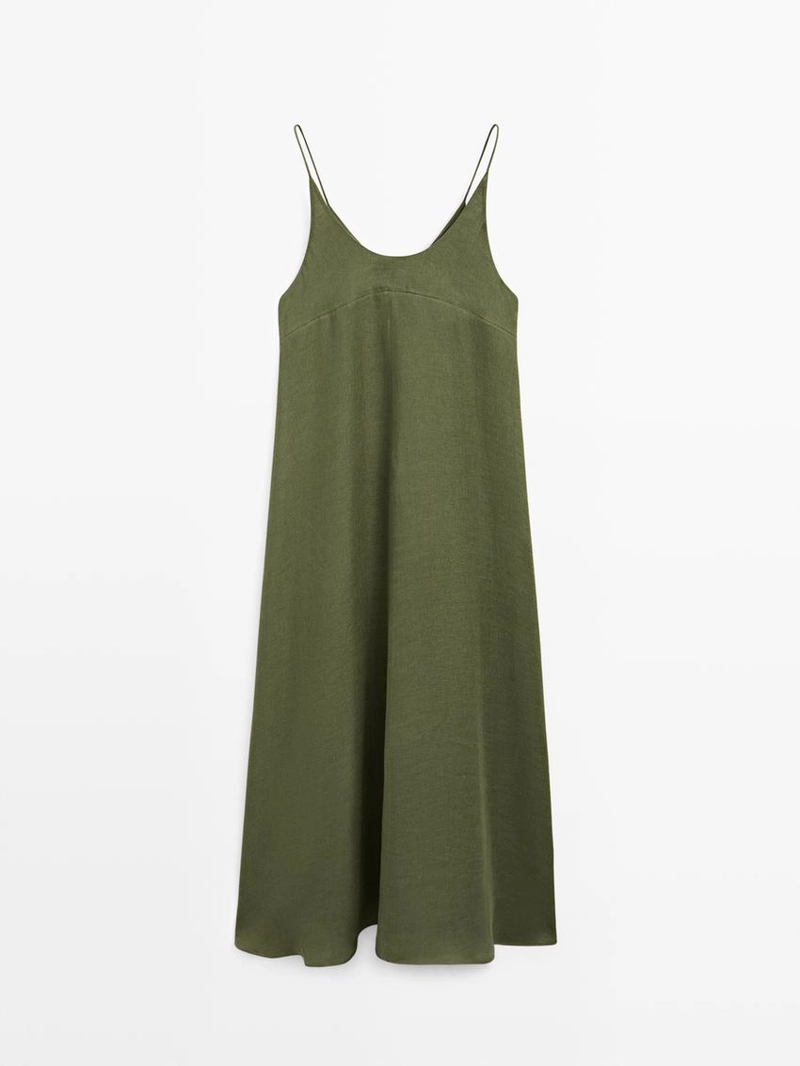 Платье миди с тонкими бретелями